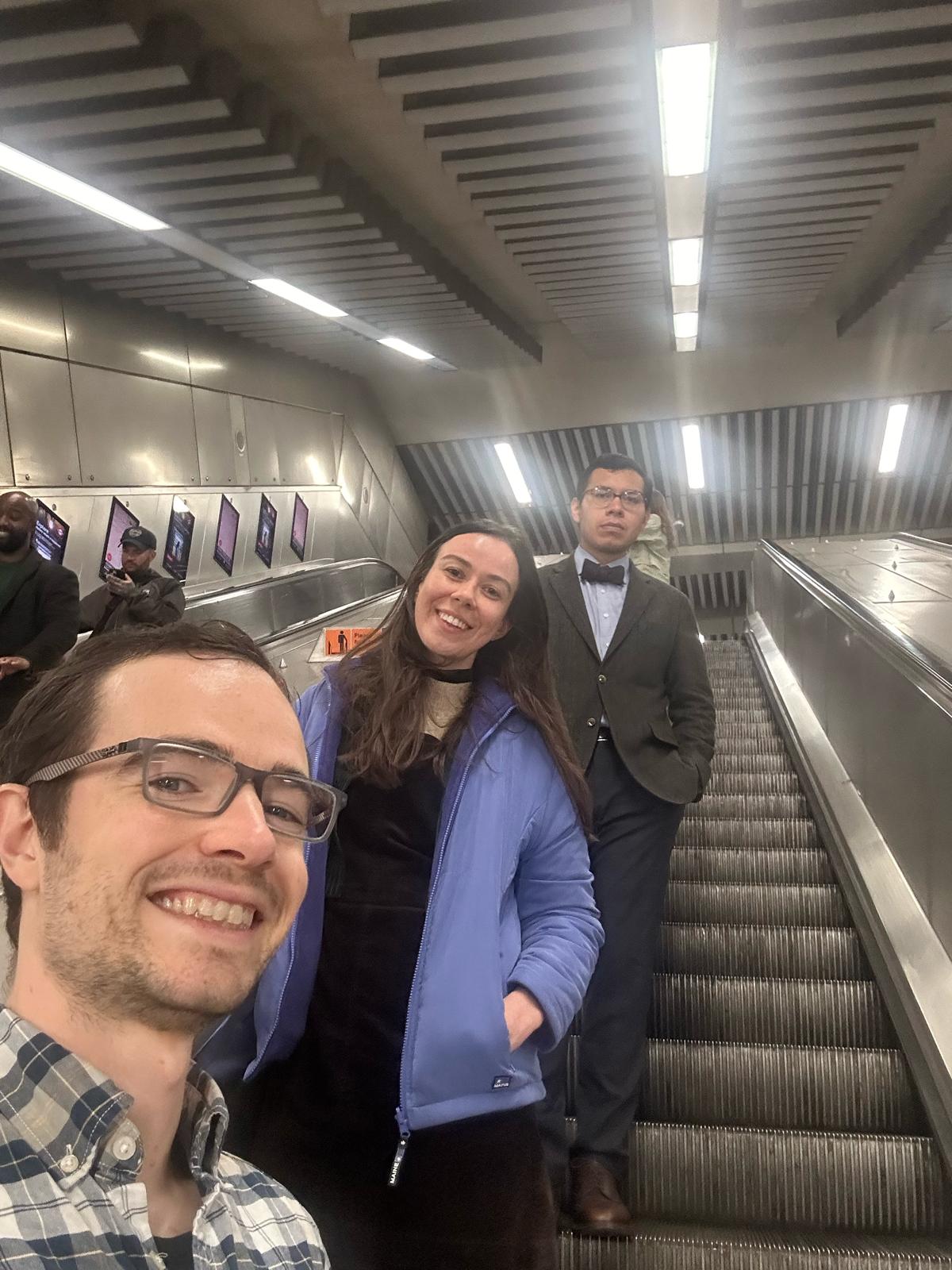 Chrisjofer in the escalator of the London tube